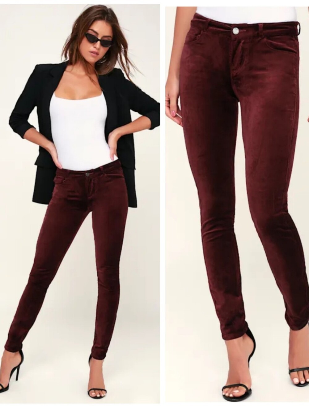 PAIGE $209 Verdugo Ankle Velvet Skinny Pants Burgundy Women 26 Glam Retro Baddie